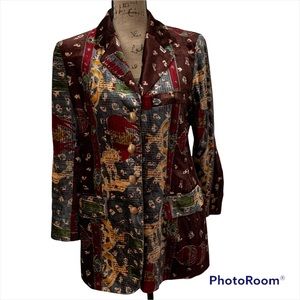 Vintage RARE Moschino Couture VelvetLike Mixed Pattern Colorful Patchwor…